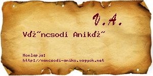 Váncsodi Anikó névjegykártya
